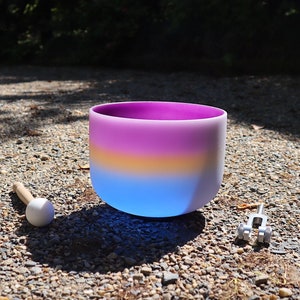 528 Hz Starlight Bowl - 8” Crystal Singing Bowl And 174 Hz Solfeggio Tuning Fork - 99% Quartz Crystal, Mallet, With Padded Carry Case