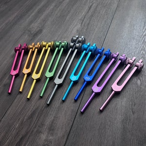 Myriad Melodies&#39; Professionally Tuned .25  9pc Chakra Tuning Forks - Earth Star Chakra through Crown Chakra - Biofield, Sound Vibration