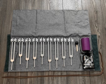 Myriad Melodies' Tuning Fork Carry Bag - Professional 10pc Tuning Fork Plug-In Bag with Compartments For Attenuators, Activator, Accessories