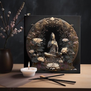 Abhaya Mudra - The Mudra of Fearlessness - 10&quot; Canvas Wrap - Spiritual Wall Art, Zen Decor, Feng Shui Decor, Framed Canvas