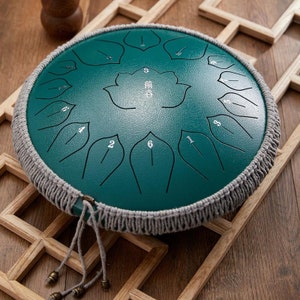 Harmonic Lotus 14&quot; Steel Tongue Drum with Carry Case - 15 Note C Tune