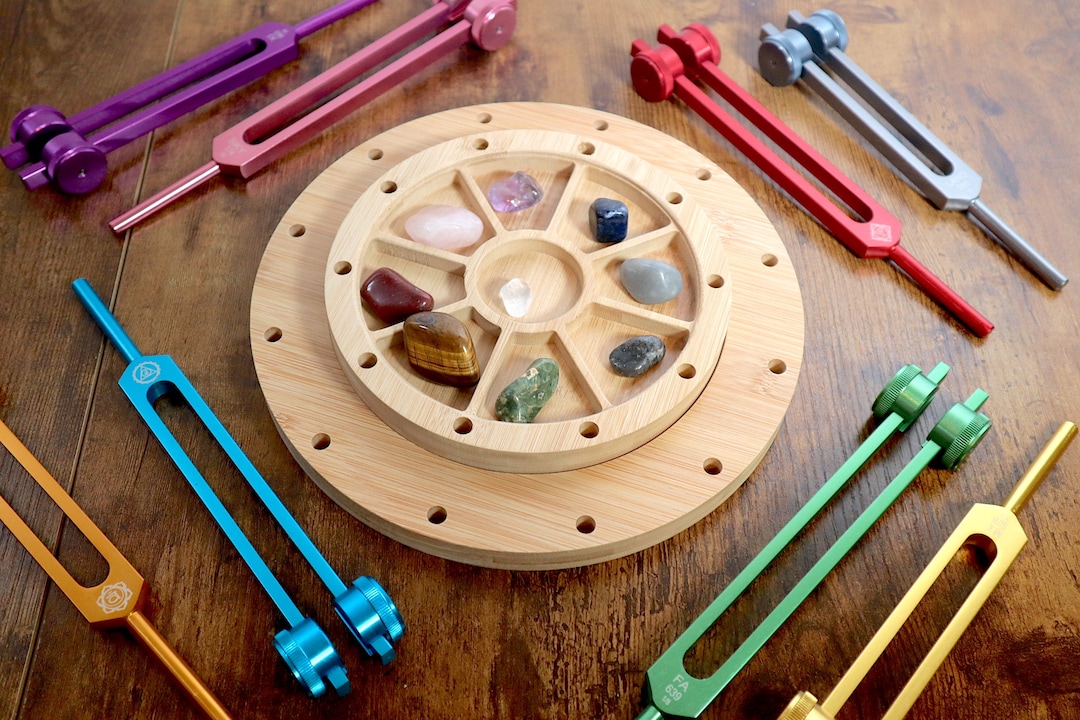 Tuning Fork Holder 22pc Holder With Tumbled Gemstone Professionally