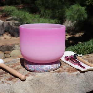 10&quot; High Vibrational Heart Chakra Crystal Singing Bowl 432Hz, Merkaba Soul Purpose Tuning Fork, Carry Bag, Sound Vibration, Gift For Her