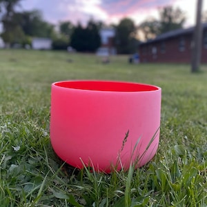 432hz Luminous Red Root Chakra Crystal Singing Bowl - 5 Cents Perfect Pitch,  Frosted, C Note, Mallet, O ring 99% Quartz Crystal