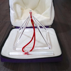 6” Clear Quartz Crystal Singing Pyramid Sound Vibration Musical Instrument With Crystal Striker And Padded Carry Case