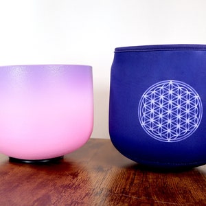Carry Bag - Flower Of Life, OM Engram, Purple, Size 8&quot;, Strap, Compatible with Padded Carry Cases, Protective Carry Bag for Singing Bowls