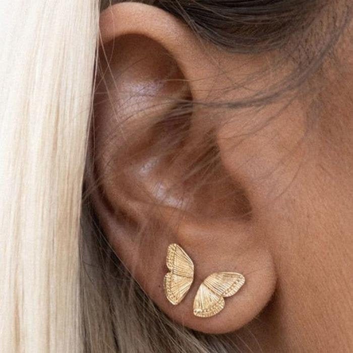 Butterfly Wings Earrings | Gold Half Wing Butterfly Stud Earring | Da…