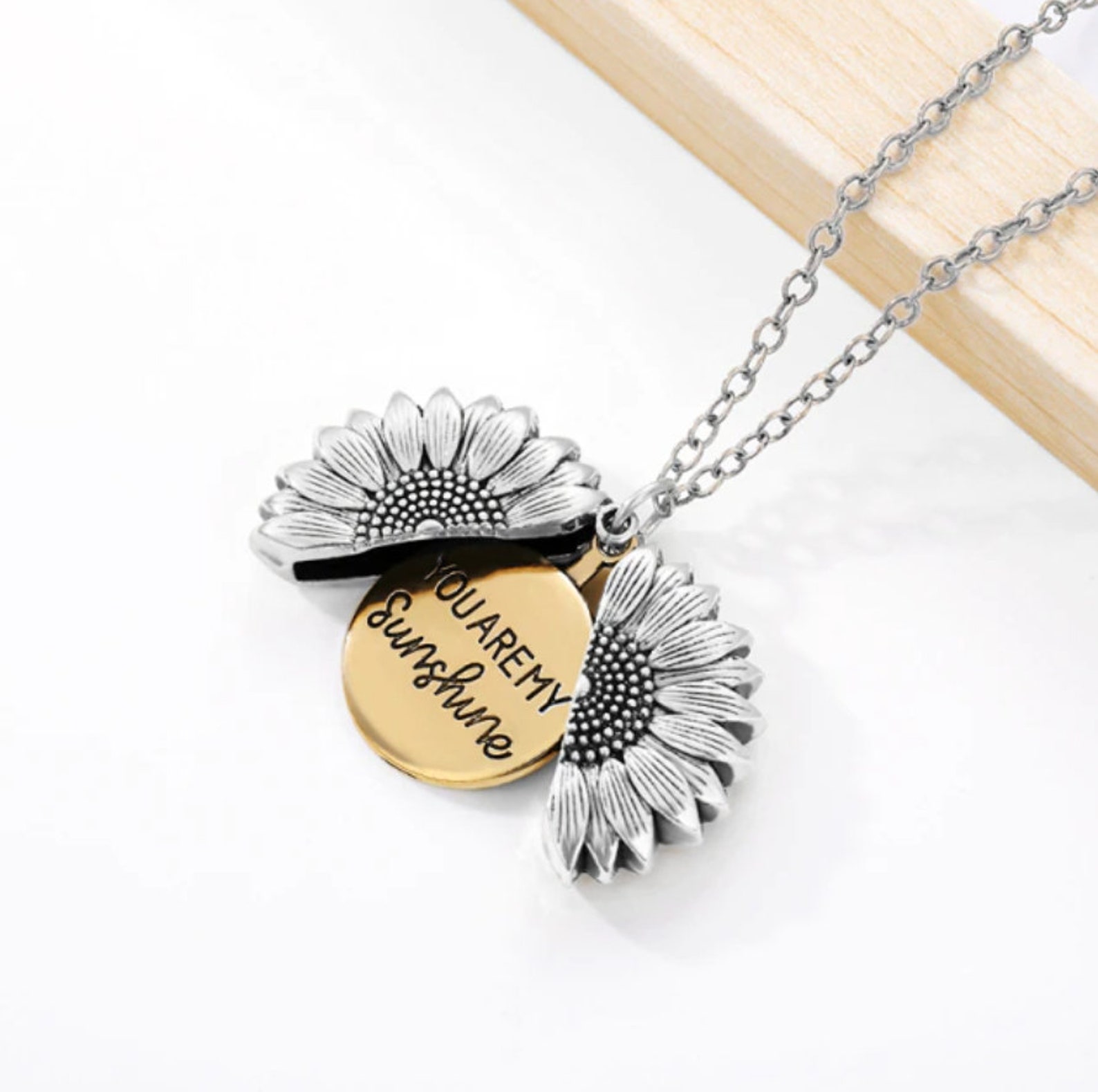 Gold Plated Sunflower Necklace / You Are My Sunshine Necklace Etsy