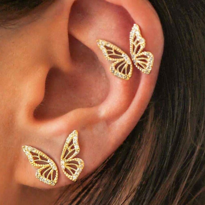 Schmetterling Flügel Ohrringe Halbflügel Ohrstecker Ohrstecker Ohrringe für Frauen Gold Ohrringe Geschenk für Sie Schmetterling Flügel Ohrringe Halbflügel Ohrstecker Ohrstecker Ohrringe für Frauen Gold Ohrringe Geschenk für Sie