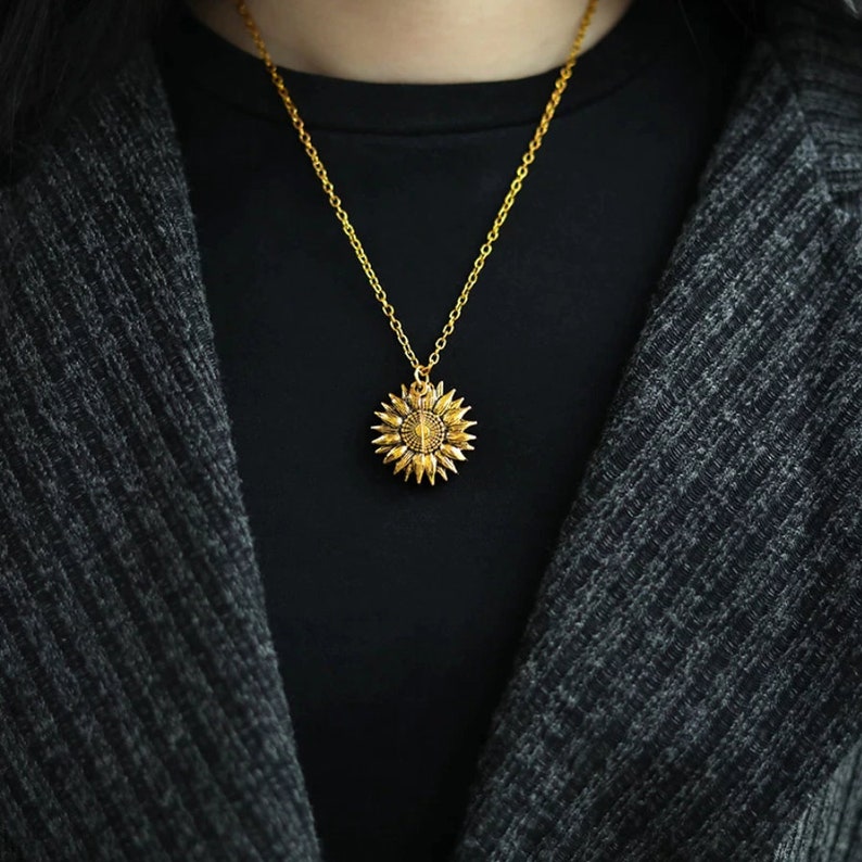 Gold Plated Sunflower Necklace / You Are My Sunshine Necklace Etsy