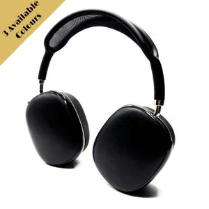 Custodia di lusso in similpelle nera per Apple AirPod Max, plastica rigida, custodia protettiva per cuffie AirPods Max.