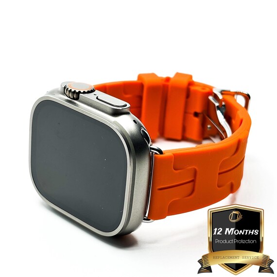 Luxury 49mm Ultra Silicone Inspired Apple Watch Band, Orange