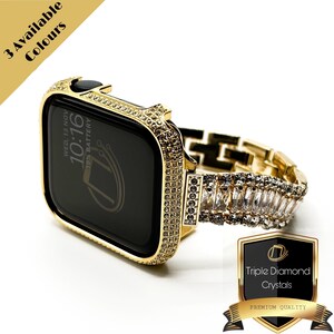 Luxe Apple Watch-band en kast, slanke Triple Lab Diamond Deluxe-kristallen iWatch-blingband 38 mm 40 mm 41 mm 42 mm 44 mm 45 mm 46 mm