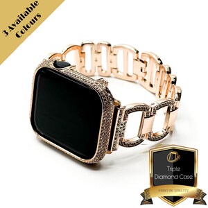 Luxe Apple Watch-band en kast, Triple Lab Diamond-staal, Swarovski-kristallen blingband, 38 mm 40 mm 41 mm 42 mm 44 mm 45 mm 46 mm 49 mm