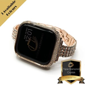 Luxe Apple Watch-band en kast, slanke Triple Lab Diamonds, Swarovski-kristallen blingband, 38 mm 40 mm 41 mm 42 mm 44 mm 45 mm 46 mm 49 mm