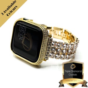 Luxe Apple Watch-band en kast, sprankelende Triple Lab Diamond Swarovski-kristallen, blingband minimalistisch 38 mm 40 mm 41 mm 42 mm 44 mm 45 mm 46 mm 49 mm