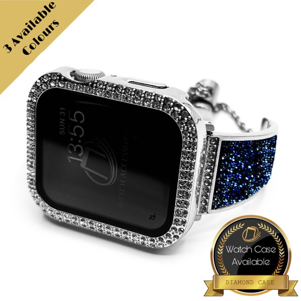 Bracelet et étui de luxe Swarovski Deluxe pour Apple Watch, bracelet avec cristaux « Like Style » pour femme, cadeau minimaliste pour elle 38 mm 40 mm 41 mm 44 mm 45 mm 49 mm