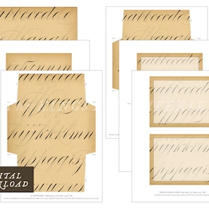 Spencerian Script Printable A2 Stationery Kit Digital Download | Includes letter, envelope, folded notecard and single-panel notecards