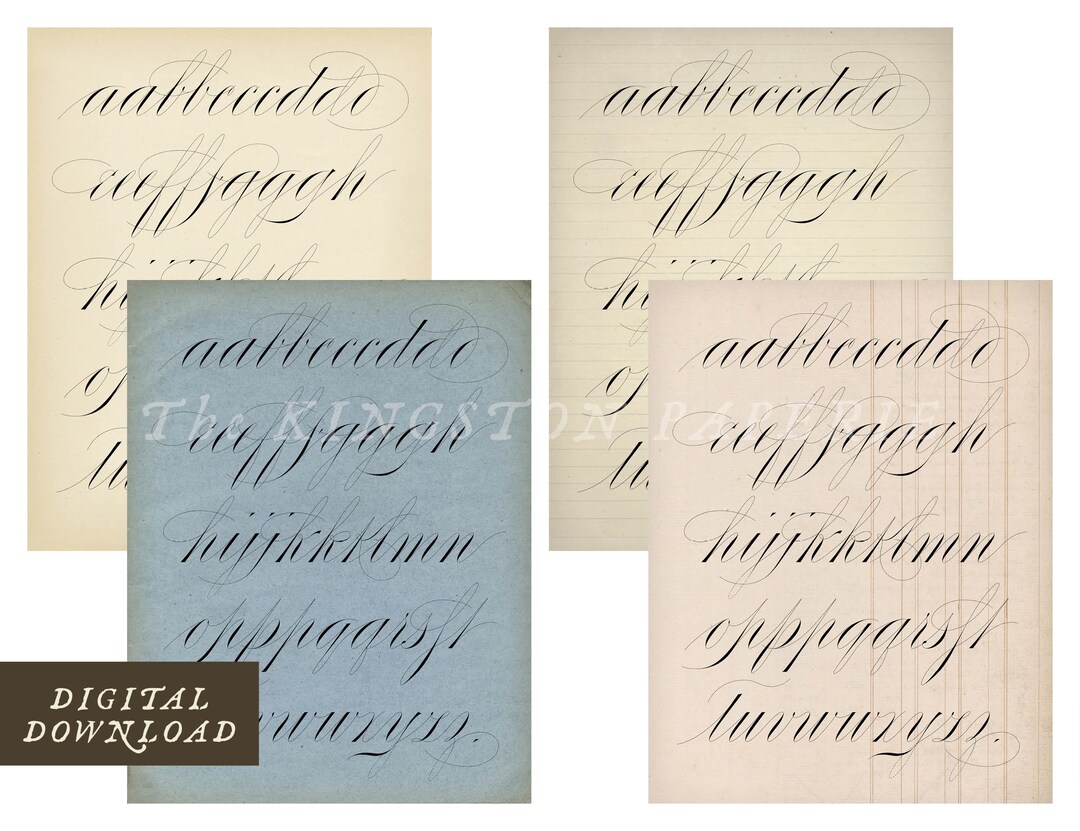 Spencerian A-Z Printable Digital Download for Journals, Greeting Cards, Scrapbooks, Home Decor ...