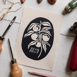 Bear Fruit Block Print | Art Print