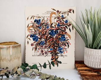 Be Still My Soul Fine Art Print | Hymn Floral Christian Painting Lyric | Watercolor on Music Sheet