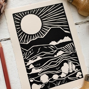 Mountain Block Print Outdoor Print image 2