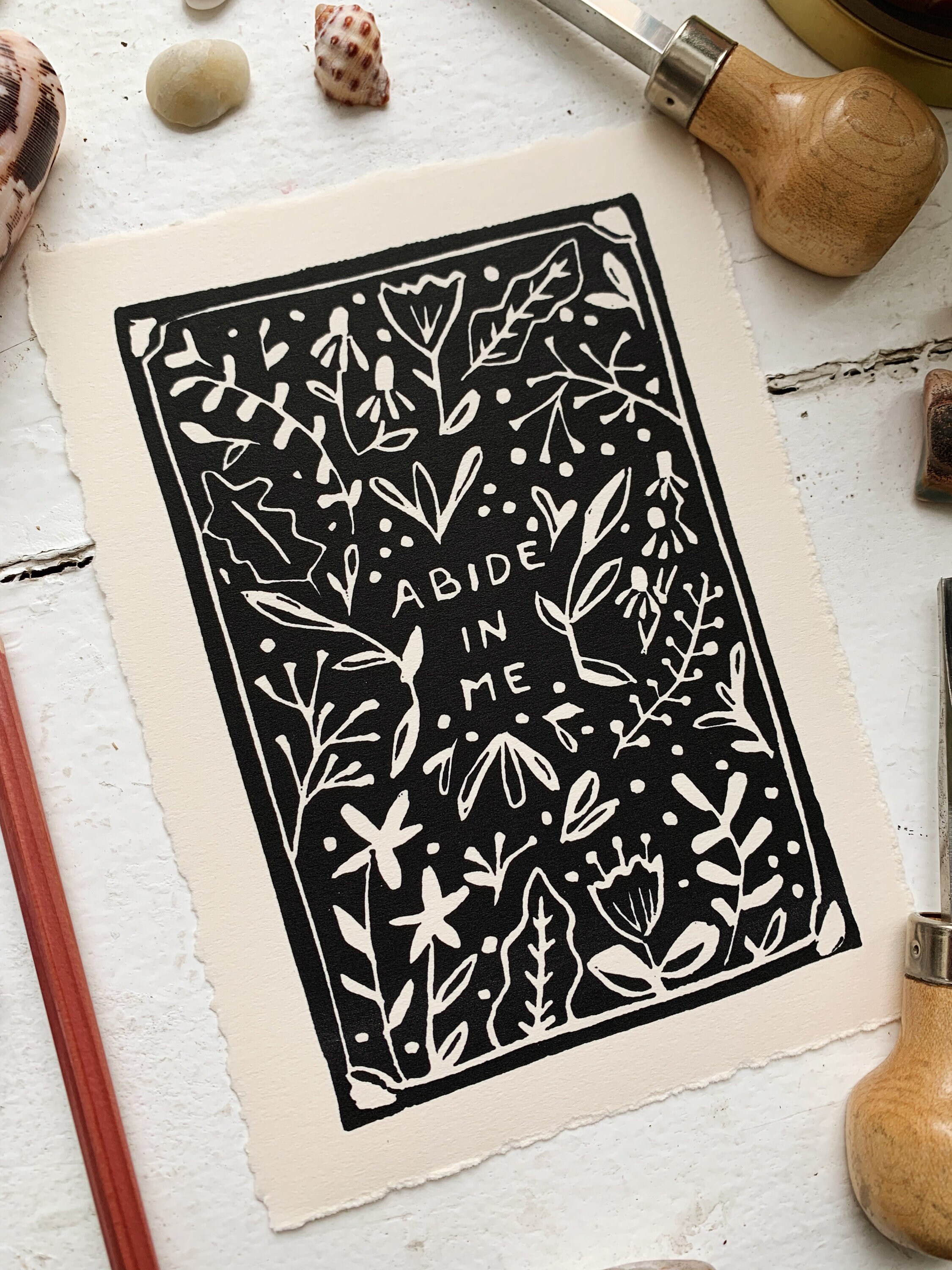 Abide in Me Block Print Art Print - Etsy