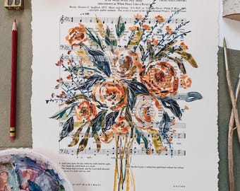 It Is Well With My Soul Print | Floral Hymn, Watercolor Art