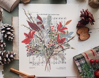 Joy to the World! Fine Art Print | Hymn Floral Christmas Painting Lyric
