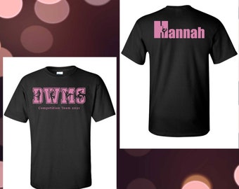 Custom Dance Studio Shirts/ Personalized Dance Shirts/ Custom Name & Dance Studio Shirts/ Custom Glitter Design Dance Shirts