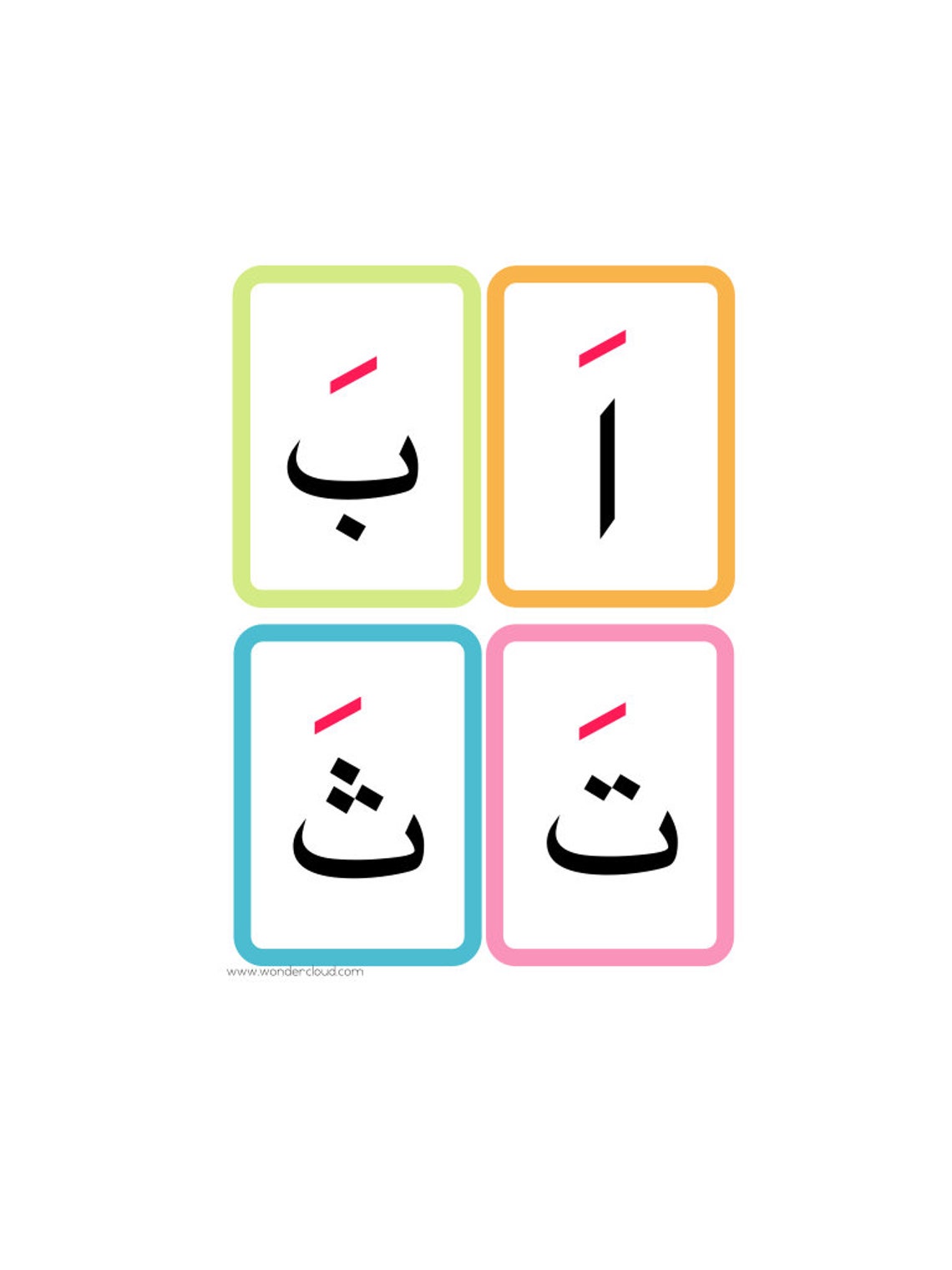 Arabic Alphabet Flashcards With Fatha Damma and Kasra | Etsy UK
