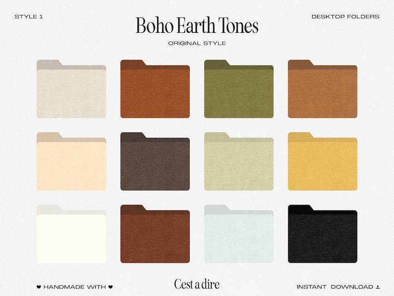 12 Textured Earth Tone Desktop Folder Icons | Aesthetic Icons, Macbook ...