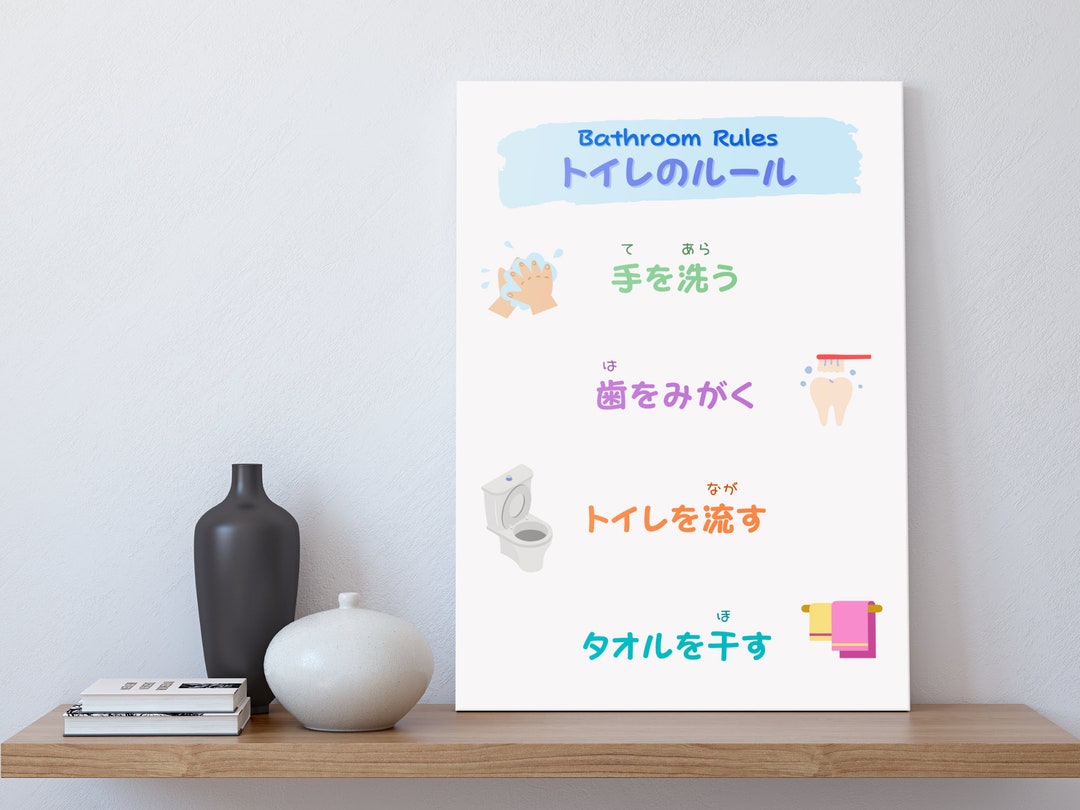 Bathroom Rules in Japanese Wall Print Japanese Poster Etsy