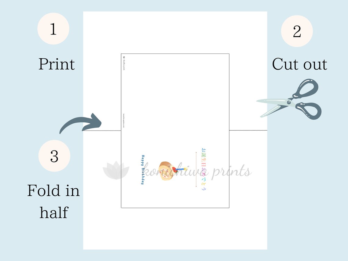 Birthday Card in Japanese Printable Card happy Birthday - Etsy