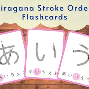Japanese Hiragana Stroke Order Flashcards - Printable Flashcards (Hiragana, Japanese Study, Stroke Order, For Kids, Instant Download)