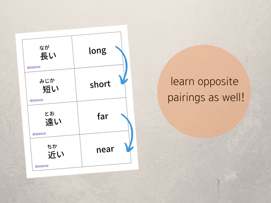 Japanese Adjective Flashcards Printable Flashcards japanese Flashcards