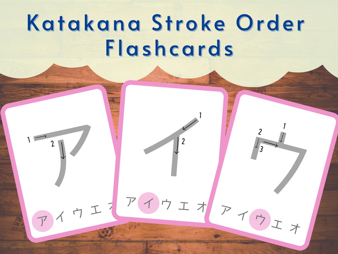 Japanese Katakana Stroke Order Flashcards - Printable Flashcards ...