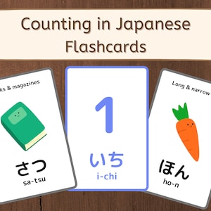 Tellen in Japanse Flashcards - (Japanse studie, Japans onderwijs, voor kinderen, afdrukbare PDF, getallen tellen, educatief materiaal)