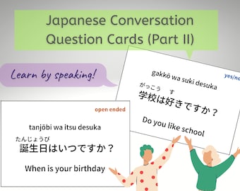 Japanese Conversation Question Cards - Japanese Study (Japanese Practice, Instant Digital Download, Printable PDF)