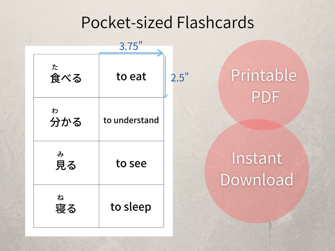 Basic Japanese Verb Flashcards Printable Flashcards japanese Flashcards