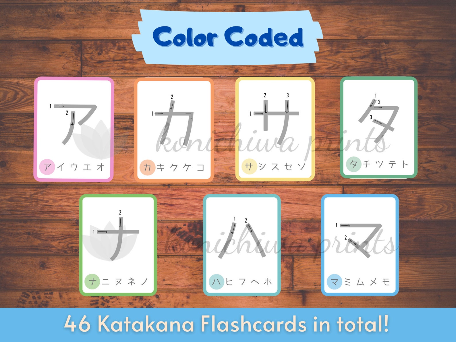 Japanese Katakana Stroke Order Flashcards - Printable Flashcards ...