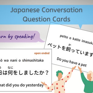 Japanische Gesprächsfragekarten - Japanisch lernen (digitaler Sofortdownload, druckbare PDF)