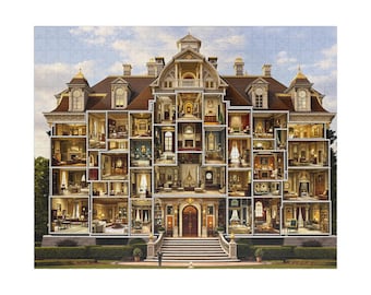 Exquisites Querschnitts-Puzzle der Grand Mansion - Detailliertes Innenschnitt-Puzzle für Architektur-Enthusiasten - 520 und 1.014 Teile