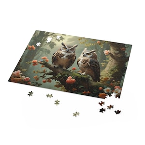 Beautiful Owls in the Forest Jigsaw Puzzle (120, 252, 500-Piece) Adult Puzzles Beautiful Jigsaw Puzzle