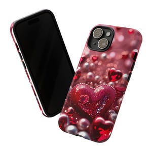 Red 3D Hearts Phone Case | iPhone 16 Case | iPhone 15 Case | Galaxy S23 Case | Pixel 6 Case