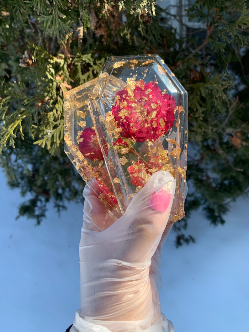 ring tray coffin ashtray jewelry box Flower and Gold Leaf Coffin box