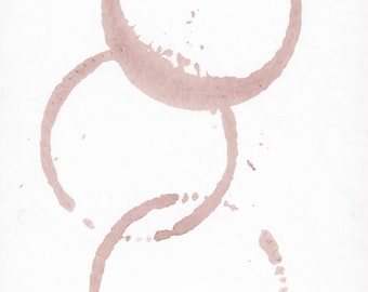 3 Anneaux de vin, 5x7 - Mélange rouge sur papier aquarelle art original