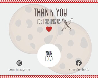 Small Business Thank You Card Template, Editable Business Thank You Card Thank you for your trust, Business card for bakery / confectionery