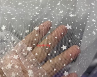 White Star Polka Dot Flocking Tulle Lace Fabric: Bridal Veil, Tutu Dress