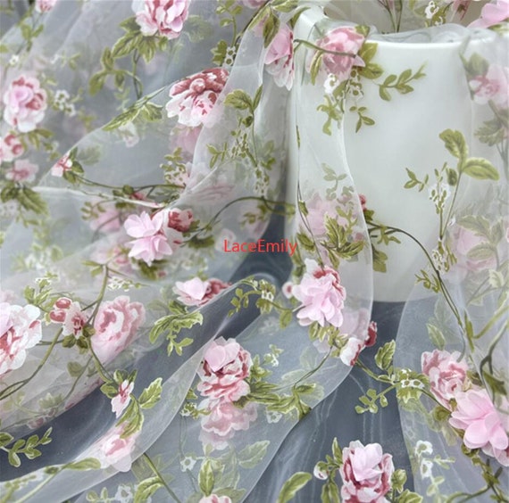 Cream Sheer Tulle Multicolored Flower Summer Dress Cream Sheer Tulle Multicolored Flower Summer Dress